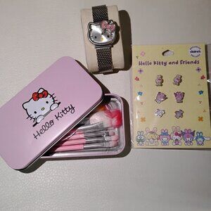 Hello Kitty Gift Duo Gift Set! Watch and Makeup Brushes